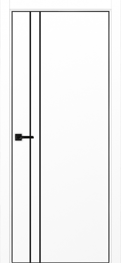 Двери в интерьере - Дверь Эко 205 белый снежный молдинг SB, кромка AL черная SB с 4-х сторон, глухая