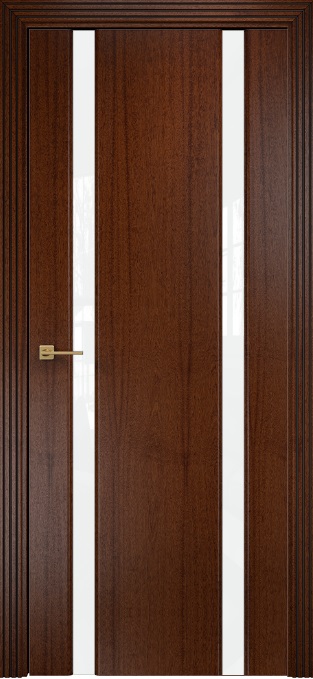 Двери в интерьере - Дверь Оникс Престиж 2 красное дерево с черной патиной, триплекс белый
