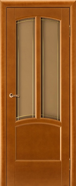 Дверь Вилейка массив ольхи Виола медовый орех, стекло матовое