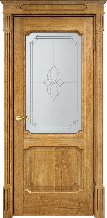 Двери в интерьере - Дверь Итальянская Легенда массив дуба Д7 орех 5%, стекло 7-1