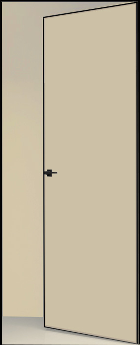 Двери в интерьере - Дверь скрытая ИУ-42 AL black с 4-х сторон, эмаль сливки, revers 2,11 м