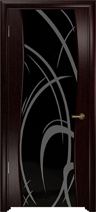 Дверь Арт Деко Вэла венге, черный триплекс с рисунком