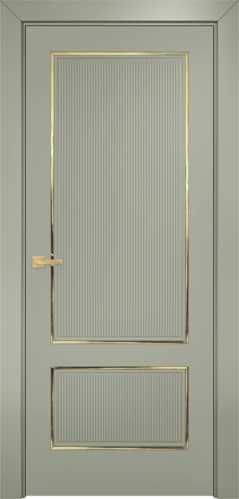 Двери в интерьере - Дверь Оникс Сиэтл 2 эмаль RAL 7038 молдинг золото, глухая