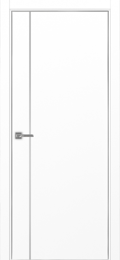 Двери в интерьере - Дверь Эко 204 белый снежный молдинг SC, кромка AL хром SC с 4-х сторон, глухая