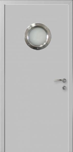 Двери в интерьере - Дверь с иллюминатором влагостойкая композитная Капель моноколор RAL 7035
