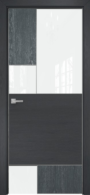 Двери в интерьере - Дверь Оникс New York дуб седой/дуб графит, глухая с вставкой лакобель RAL 0333