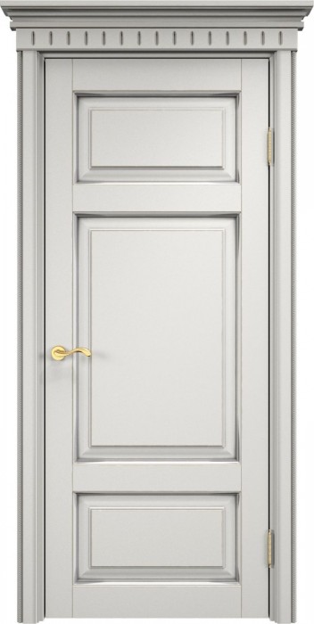 Дверь Итальянская Легенда массив ольхи ОЛ55 белый грунт с патиной серебро, глухая. Фото №2