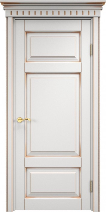 Дверь ПМЦ массив ольхи ОЛ55 белый грунт с патиной золото, глухая. Фото №2
