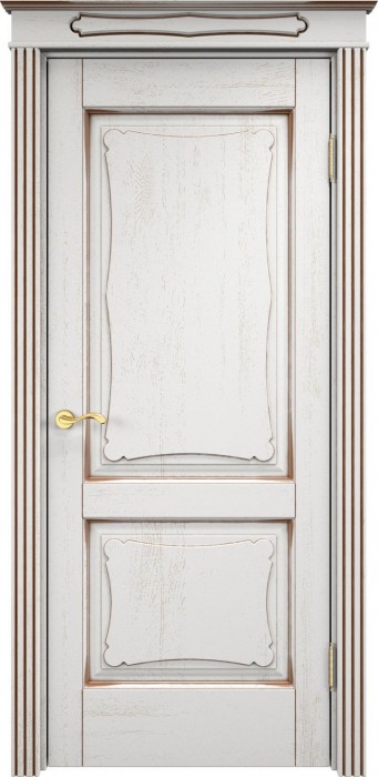 Двери в интерьере - Дверь Итальянская Легенда массив дуба Д6 белый грунт с патиной орех, глухая
