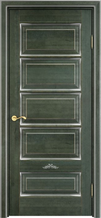 Двери в интерьере - Дверь Итальянская Легенда массив ольхи ОЛ44 зеленый с патиной серебро, глухая