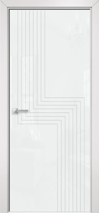 Двери в интерьере - Дверь Оникс Арт, лакобель белый RAL0333 контурный витраж №1