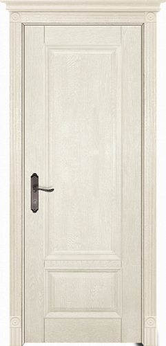 Дверь Ока массив дуба DSW сращенные ламели Аристократ №4 эмаль слоновая кость, глухая