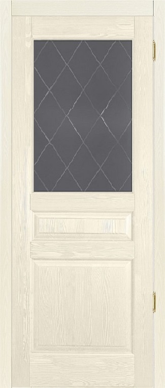 Двери в интерьере - Дверь ОКА браш массив сосны Валенсия эмаль слоновая кость, стекло графит