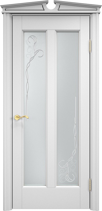 Дверь Итальянская Легенда массив ольхи ОЛ102 эмаль белая, стекло 102-2