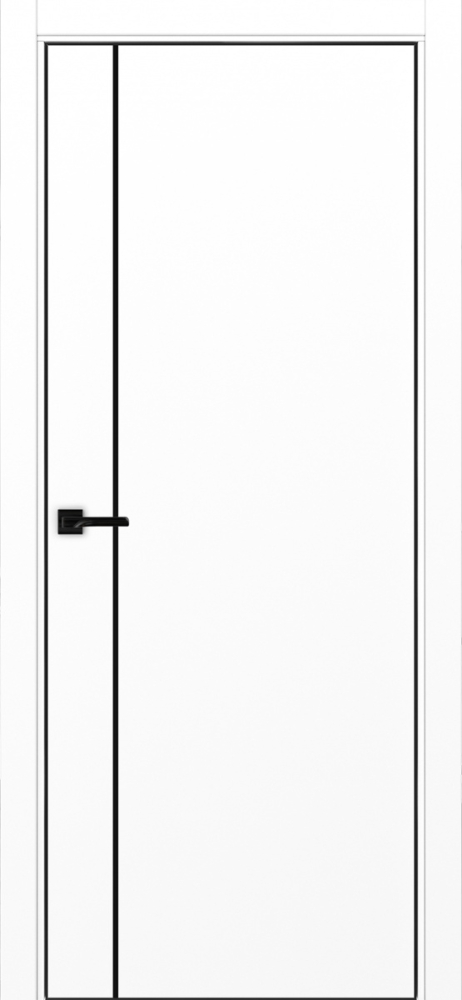 Двери в интерьере - Дверь Эко 204 белый снежный молдинг SB, кромка AL черная SB с 4-х сторон, глухая