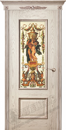 Двери в интерьере - Дверь Оникс Марсель с декором эмаль слоновая кость с патиной, фотопечать