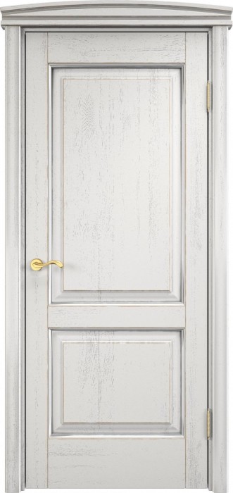 Двери в интерьере - Дверь Итальянская Легенда массив дуба Д13 белый грунт с патиной серебро микрано, глухая