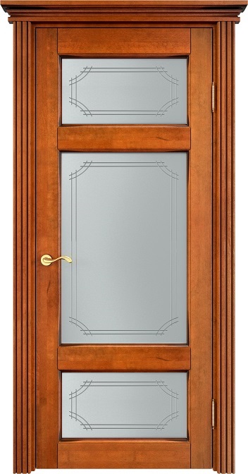 Дверь Итальянская Легенда массив ольхи ОЛ55 медовый с патиной орех, стекло 55-1