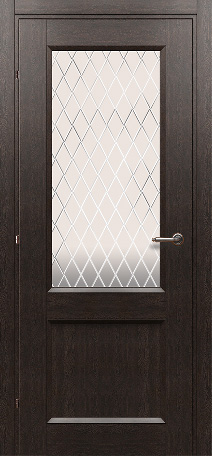Двери в интерьере - Дверь Краснодеревщик 3324 черный дуб, стекло матовое гравировка Кристалл