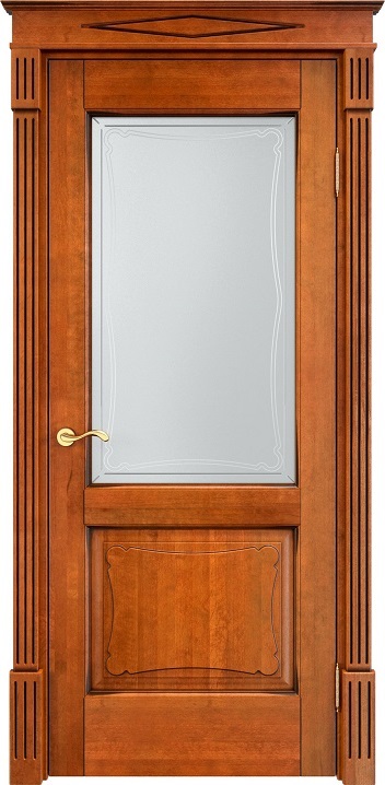 Дверь Итальянская Легенда массив ольхи ОЛ6.2 медовый с патиной орех, стекло 6-4