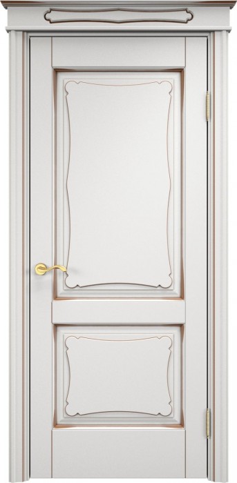 Дверь ПМЦ массив ольхи ОЛ6.2 белый грунт с патиной орех, глухая. Фото №2