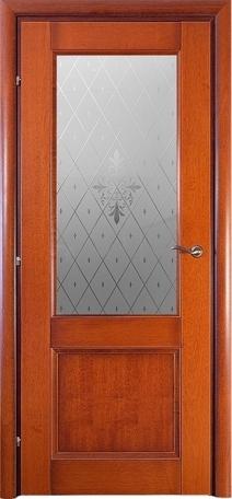 Дверь Краснодеревщик 3324 бразильская груша, стекло матовое гравировка Торшон