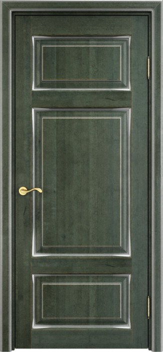 Дверь Итальянская Легенда массив ольхи ОЛ55 зеленый с патиной серебро, глухая