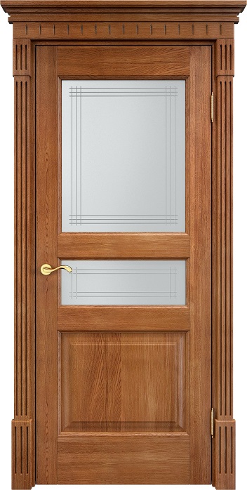 Двери в интерьере - Дверь Итальянская Легенда массив дуба Д5 орех 10%, стекло 5-2