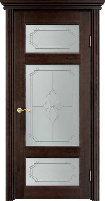 Двери в интерьере - Дверь Итальянская Легенда массив ольхи ОЛ55 орех 15%, стекло 55-3