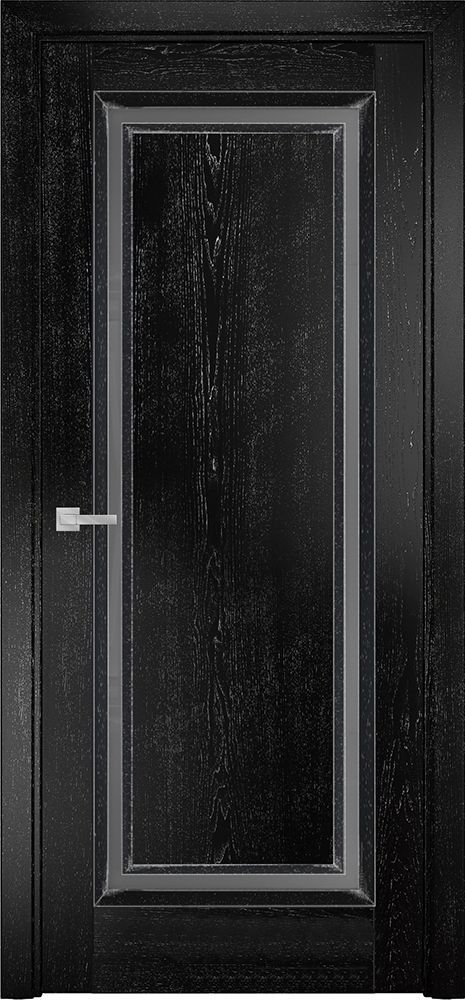 Двери в интерьере - Дверь Оникс Бристоль 1 эмаль черная патина серебро