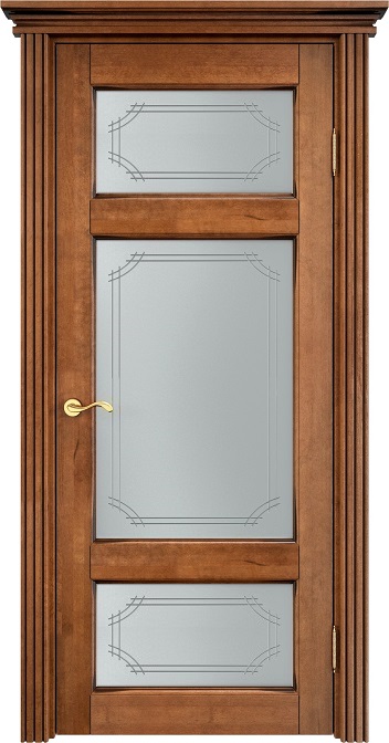 Двери в интерьере - Дверь Итальянская Легенда массив ольхи ОЛ55 орех 10% с патиной, стекло 55-1