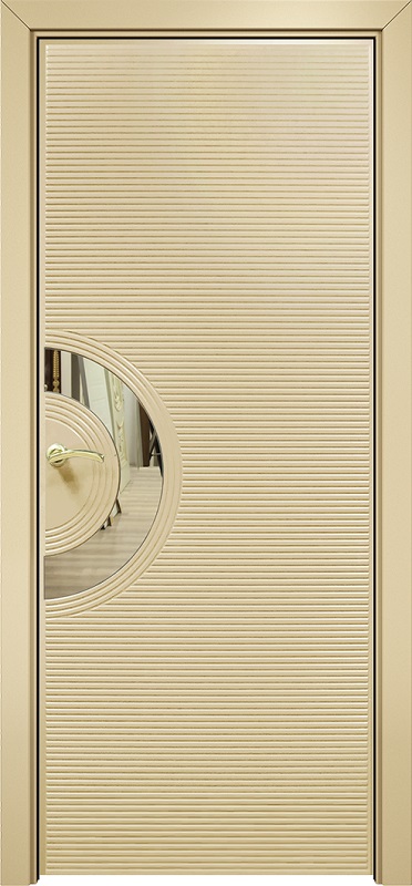 Двери в интерьере - Дверь Оникс Диамант эмаль RAL 1015, глухая с зеркальной вставкой