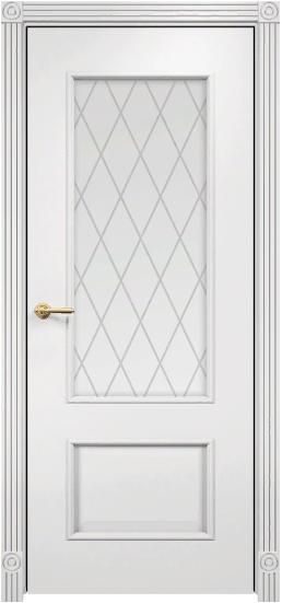 Дверь Оникс Марсель эмаль белая, сатинат печать ромбы
