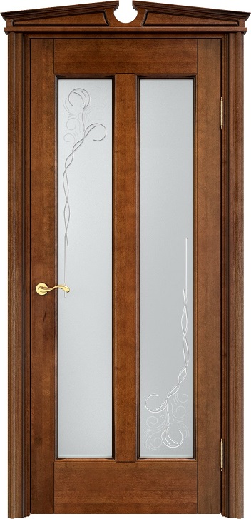 Дверь Итальянская Легенда массив ольхи ОЛ102 коньяк с патиной, стекло 102-2