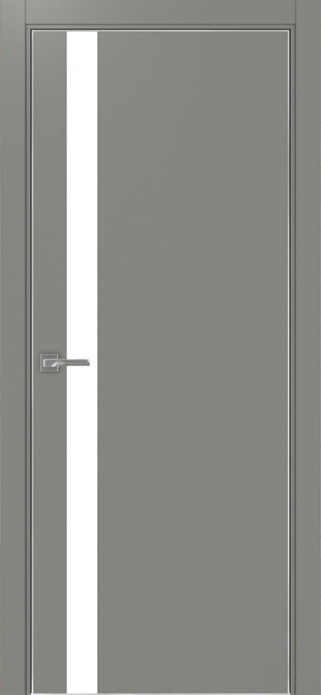 Двери в интерьере - Дверь Эко 211 серый, кромка AL хром SC с 4-х сторон, lacobel белый