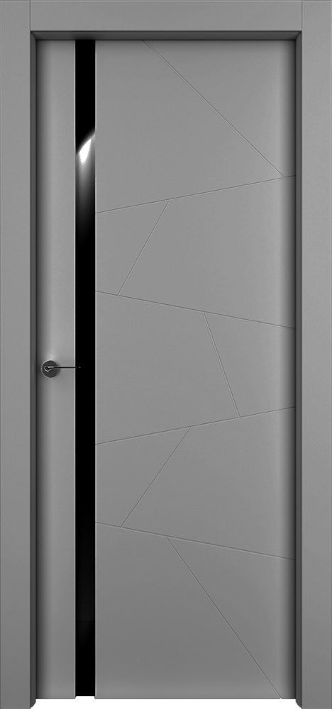 Двери в интерьере - Дверь Берген эмаль серая, триплекс черный, глухая