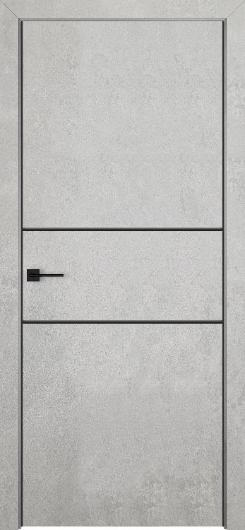 Двери в интерьере - Дверь V Loft экошпон Лайн-3 бетон светлый, AL кромка черная, глухая