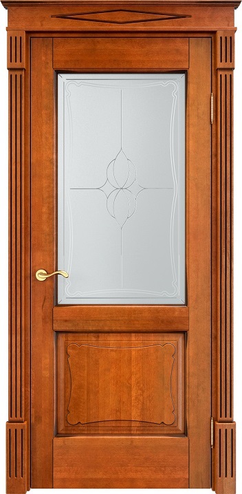 Дверь Итальянская Легенда массив ольхи ОЛ6.2 медовый с патиной орех, стекло 6-5