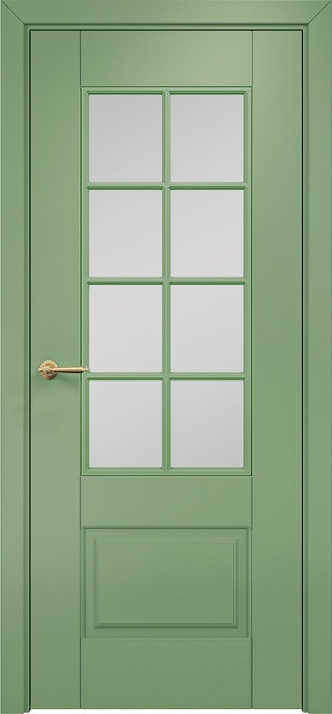 Двери в интерьере - Дверь Оникс Марсель фрезерованная эмаль RAL 6021 по МДФ, сатинат с внутренней решеткой 1
