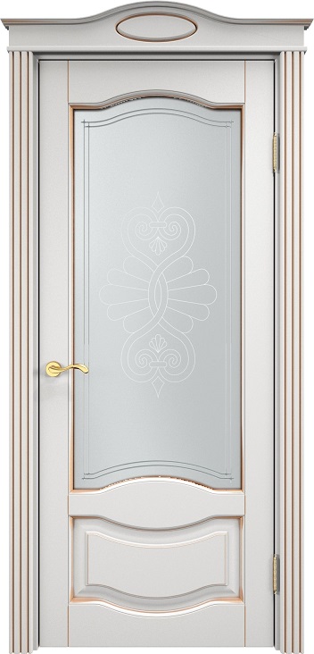 Дверь Итальянская Легенда массив ольхи ОЛ33 белый грунт с патиной золото, стекло 33-1