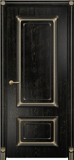Дверь Оникс Мадрид эмаль черная с золотой патиной, глухая. Фото №4