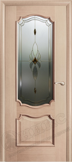 Дверь Оникс Венеция беленый дуб, стекло "Витраж Бевелс"