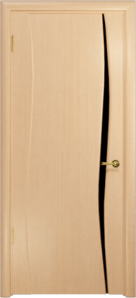 Дверь Арт Деко Вэла-1 беленый дуб, черный триплекс