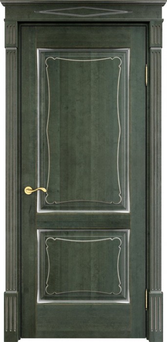Дверь Итальянская Легенда массив ольхи ОЛ6.2 зеленый с патиной серебро, глухая. Фото №3