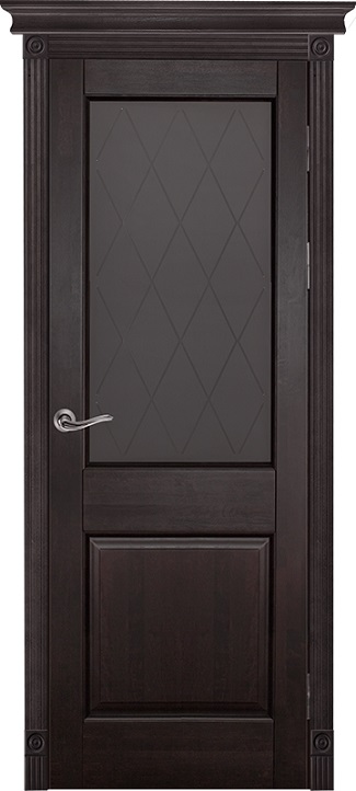 Двери в интерьере - Дверь ОКА массив ольхи Элегия венге, стекло графит с фрезеровкой