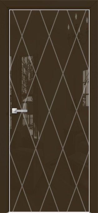 Двери в интерьере - Дверь Оникс Арт, лакобель коричневый RAL 8028, пескоструй №11
