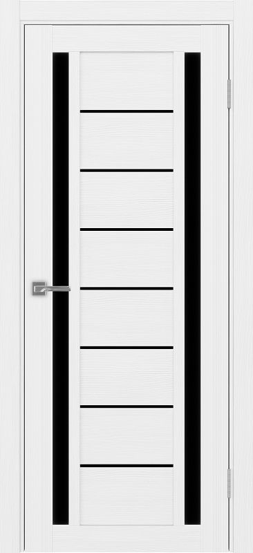 Двери в интерьере - Дверь Эко 558.212 белый лед, lacobel черный