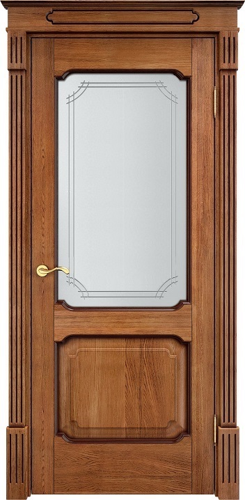 Двери в интерьере - Дверь Итальянская Легенда массив дуба Д7 орех 10% с патиной, стекло 7-3
