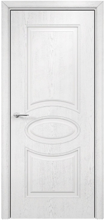 Двери в интерьере - Дверь Оникс Эллипс фрезерованная эмаль белая с серебряной патиной, глухая