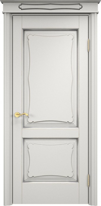 Дверь Итальянская Легенда массив ольхи ОЛ6.2 белый грунт с патиной серебро, глухая. Фото №2